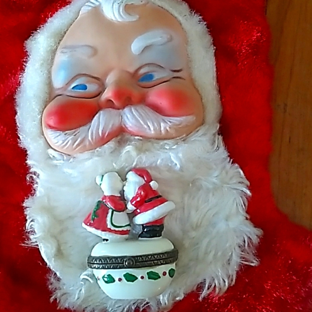 🤶 VINTAGE SANTA & Mrs. CLAUS TRINKET BOX  VINTAGE